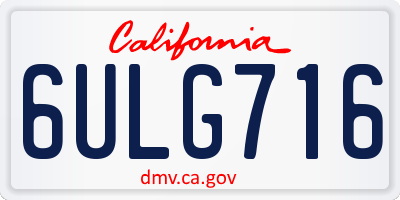 CA license plate 6ULG716