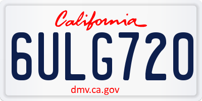 CA license plate 6ULG720