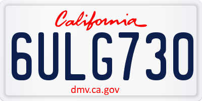 CA license plate 6ULG730