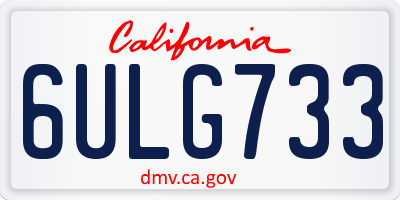 CA license plate 6ULG733