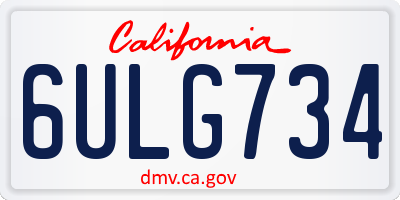 CA license plate 6ULG734
