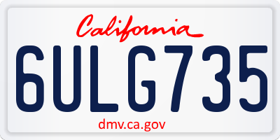 CA license plate 6ULG735
