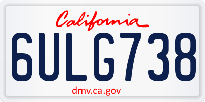 CA license plate 6ULG738