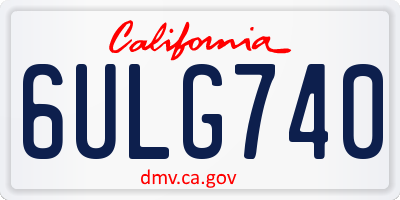 CA license plate 6ULG740