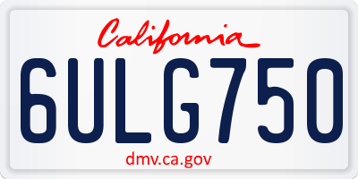 CA license plate 6ULG750