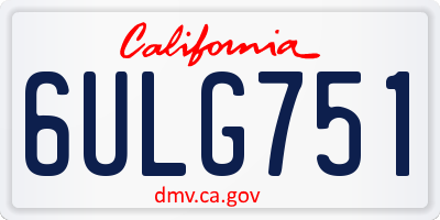 CA license plate 6ULG751