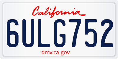 CA license plate 6ULG752