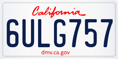 CA license plate 6ULG757