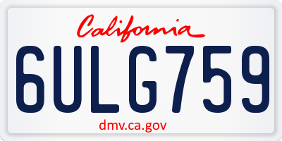CA license plate 6ULG759