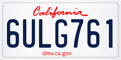 CA license plate 6ULG761
