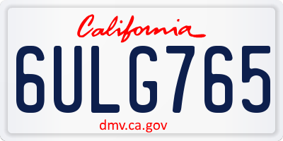 CA license plate 6ULG765