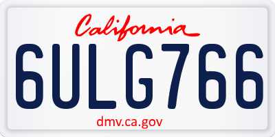 CA license plate 6ULG766