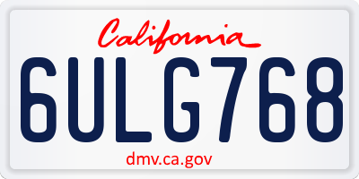 CA license plate 6ULG768