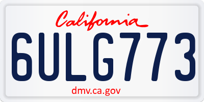 CA license plate 6ULG773