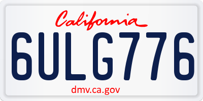 CA license plate 6ULG776