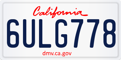 CA license plate 6ULG778