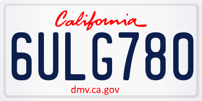 CA license plate 6ULG780