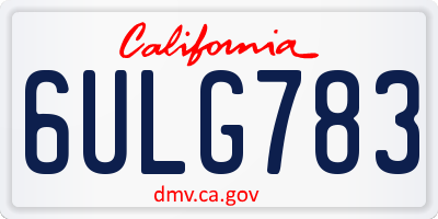 CA license plate 6ULG783