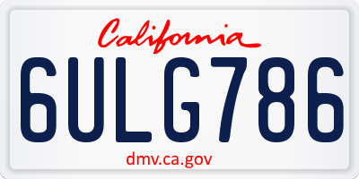 CA license plate 6ULG786