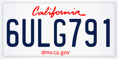 CA license plate 6ULG791