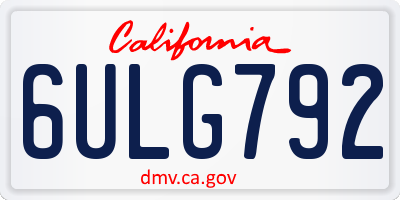 CA license plate 6ULG792