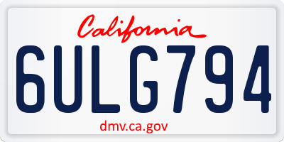CA license plate 6ULG794