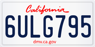 CA license plate 6ULG795