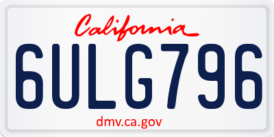 CA license plate 6ULG796