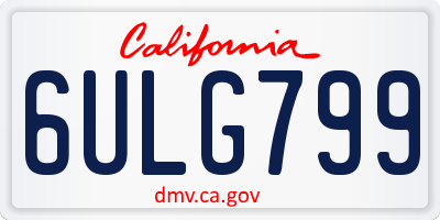 CA license plate 6ULG799