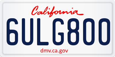 CA license plate 6ULG800