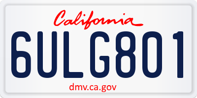 CA license plate 6ULG801