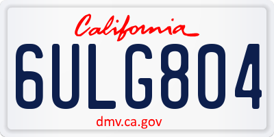 CA license plate 6ULG804