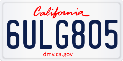 CA license plate 6ULG805