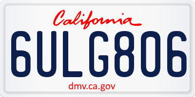 CA license plate 6ULG806