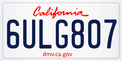 CA license plate 6ULG807