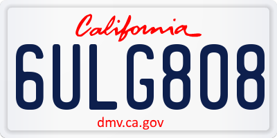 CA license plate 6ULG808