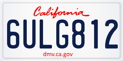 CA license plate 6ULG812