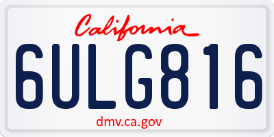 CA license plate 6ULG816