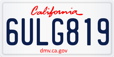 CA license plate 6ULG819