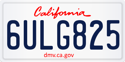 CA license plate 6ULG825