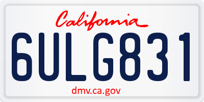 CA license plate 6ULG831