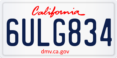 CA license plate 6ULG834