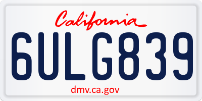 CA license plate 6ULG839