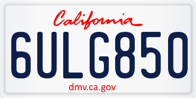 CA license plate 6ULG850