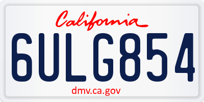CA license plate 6ULG854