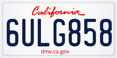 CA license plate 6ULG858