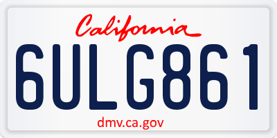 CA license plate 6ULG861