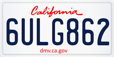 CA license plate 6ULG862