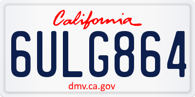 CA license plate 6ULG864