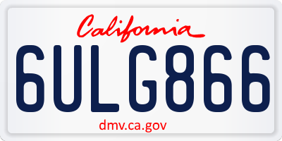 CA license plate 6ULG866